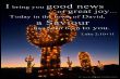 I bring you good news of great joy? Today in the town of David a Saviour has been born to you. (Luke 2,10+11)