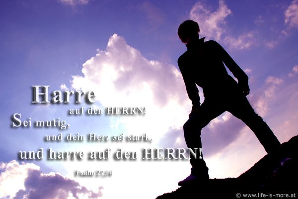 Harre auf den HERRN! Sei mutig, und dein Herz sei stark, und harre auf den HERRN! Psalm 27,14 - Bildquelle: pixelio.de