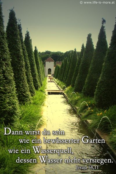 Dann wirst du sein wie ein bewässerter Garten und wie ein Wasserquell, dessen Wasser nicht versiegen. Jesaja 58,11 - Bildquelle: pixelio.de