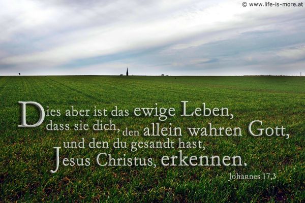 Dies aber ist das ewige Leben, dass sie dich, den allein wahren Gott, und den du gesandt hast, Jesus Christus, erkennen. Johannes 17,4 - Bildquelle: pixelio.de