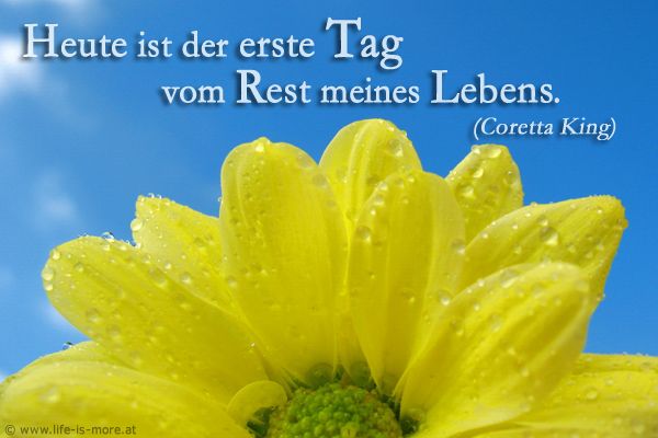 Heute ist der erste Tag vom Rest meines Lebens. Coretta King - Bildquelle: pixelio.de