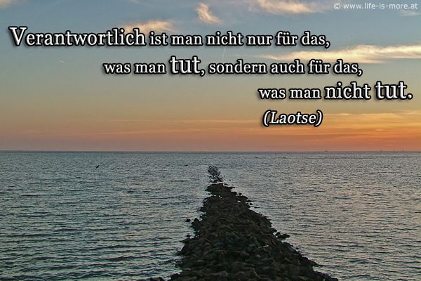 Verantwortlich ist man nicht nur für das, was man tut, sondern auch für das, was man nicht tut. Laotse - Bildquelle: pixelio.de