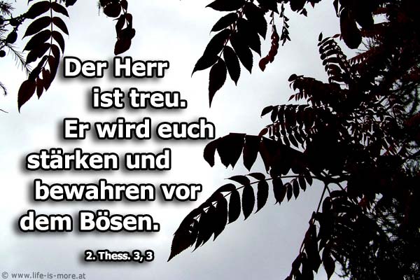 Der Herr ist treu. Er wird euch stärken und bewahren vor dem Bösen. 2.Thessalonicher 3,3 - Bildquelle: pixelio.de