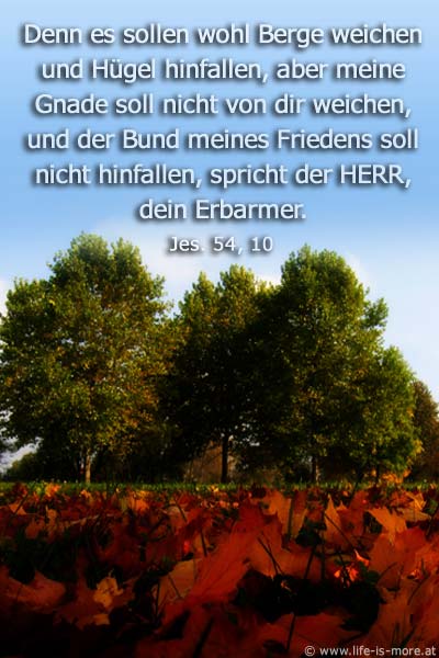 Denn es sollen wohl Berge weichen und Hügel hinfallen, aber meine Gnade soll nicht von dir weichen, und der Bund meine Friedens soll nicht hinfallen, spricht der HERR, dein Erbarmer. Jesaja 54,10 - Bildquelle: pixelio.de