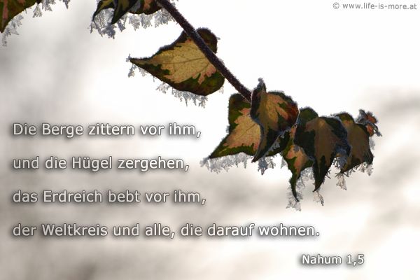 Die Berge zittern vor ihm, und die Hügel zergehen, das Erdreich bebt vor ihm, der Weltkreis und alle, die darauf wohnen. Nahum 1,5 - Bildquelle: pixelio.de
