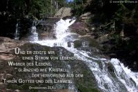 Und er zeigte mir einen Strom von lebendigen Wasser des Lebens, glänzend wie Kristall, der hervorging aus dem Thron Gottes und des Lammes.  (Offenbarung 22,1)