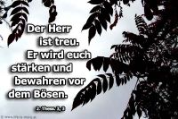 Der Herr ist treu. Er wird euch stärken und bewahren vor dem Bösen. (2.Thessalonicher 3,3)