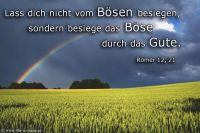Lass dich nicht vom Bösen besiegen, sondern besiege das Böse durch das Gute. (Römer 12,21)