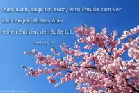 Also auch, sage ich euch, wird Freude sein vor den Engeln Gottes über einen Sünder, der Buße tut. (Lukas 15,10)