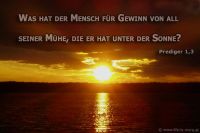 Was hat der Mensch für Gewinn von all seiner Mühe, die er hat unter der Sonne? (Prediger 1,3)